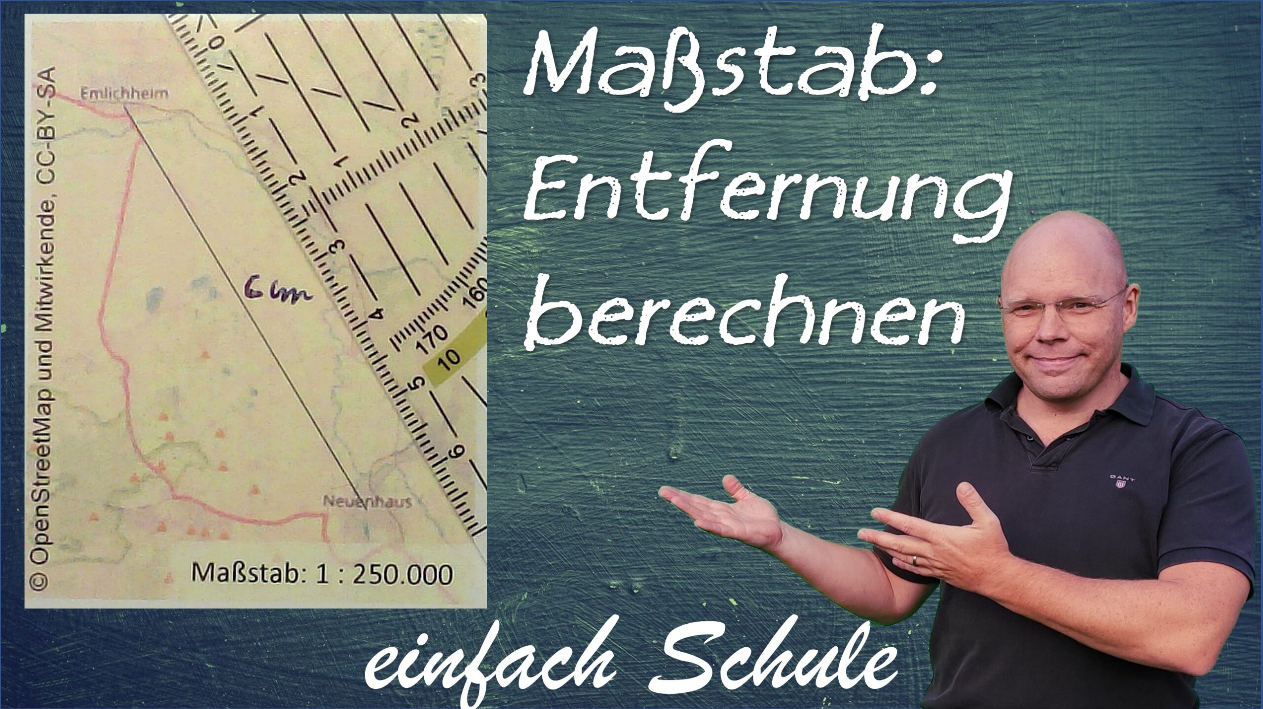 Die wirkliche Entfernung aus dem Maßstab berechnen